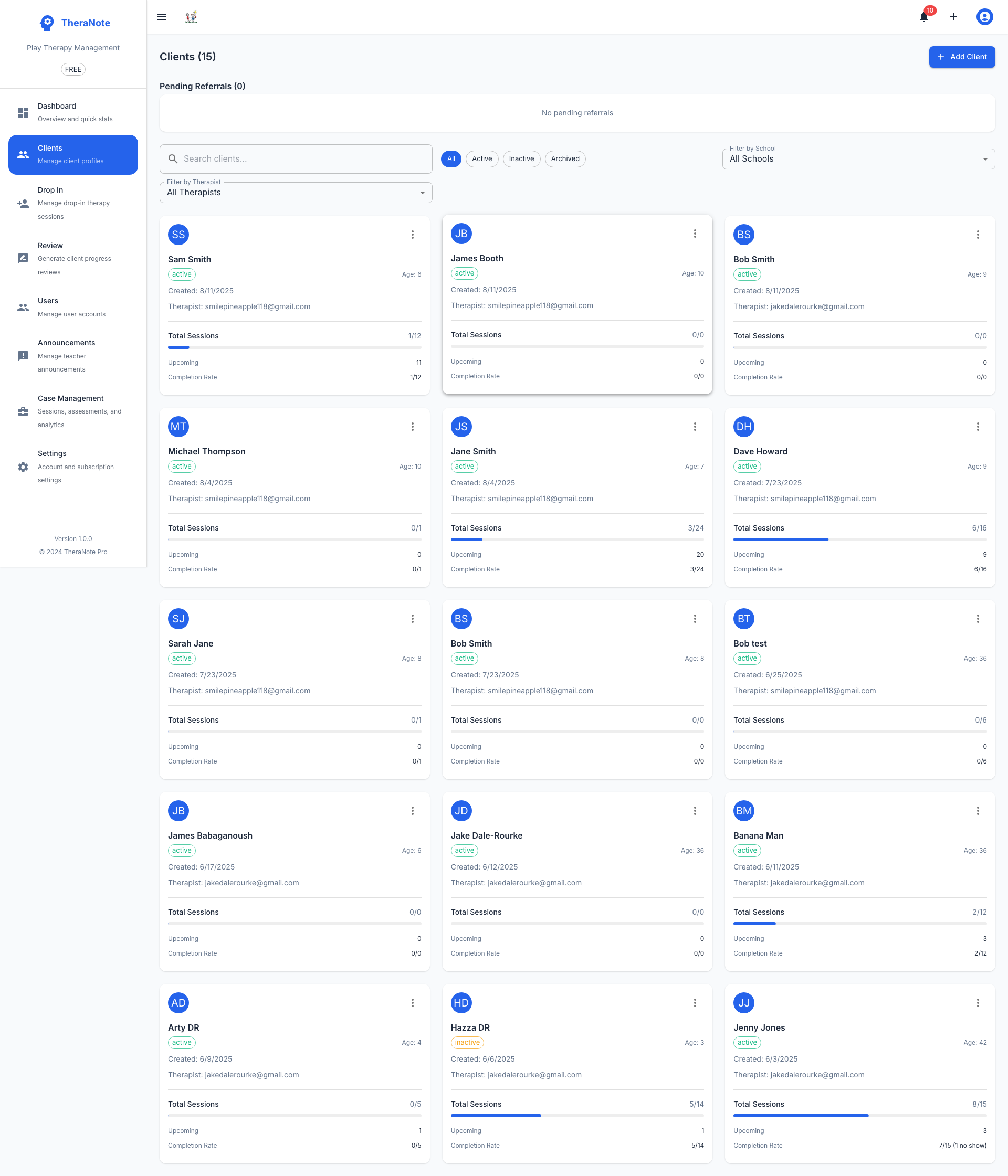 Client Management Interface