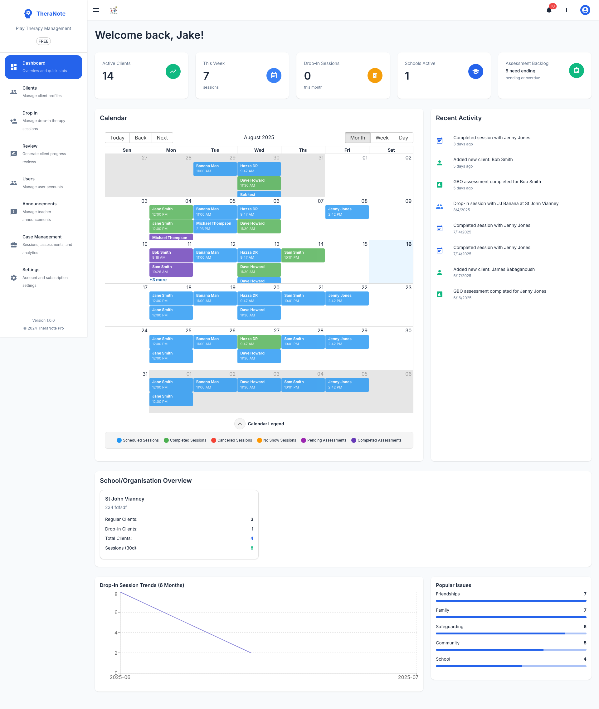 Session Notes Interface